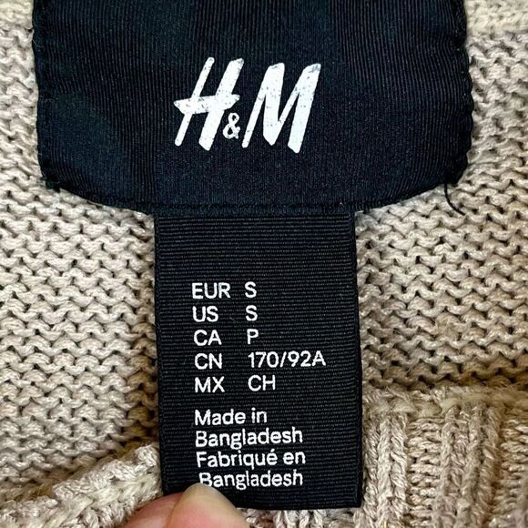 H&M Tan Beige Knit Crew Neck Tunic Sweater S - Picture 7 of 11